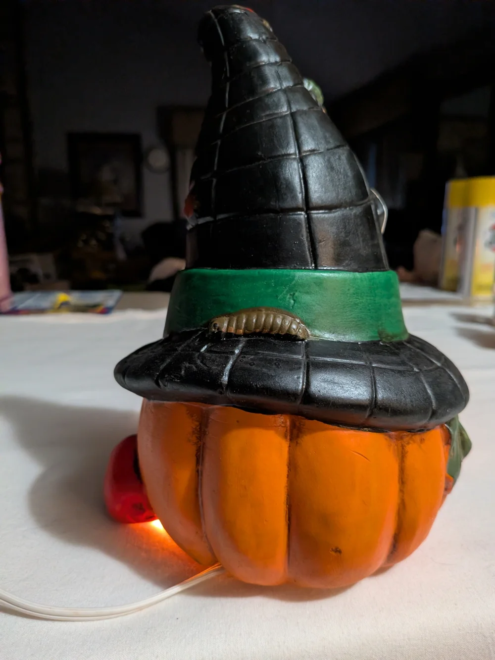 Vintage Halloween Jack-O'-Lantern Ceramic Light - Orange and Black